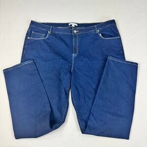 Woman Within 24W Tall Dark Blue Straight Leg High Rise Stretch Jeans 49-6652-9